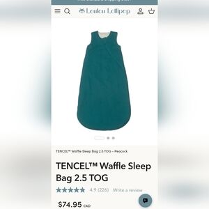 LouLou Lollipop TENCEL Waffle Sleep Bag 2.5 TOG peacock 0-6 Months